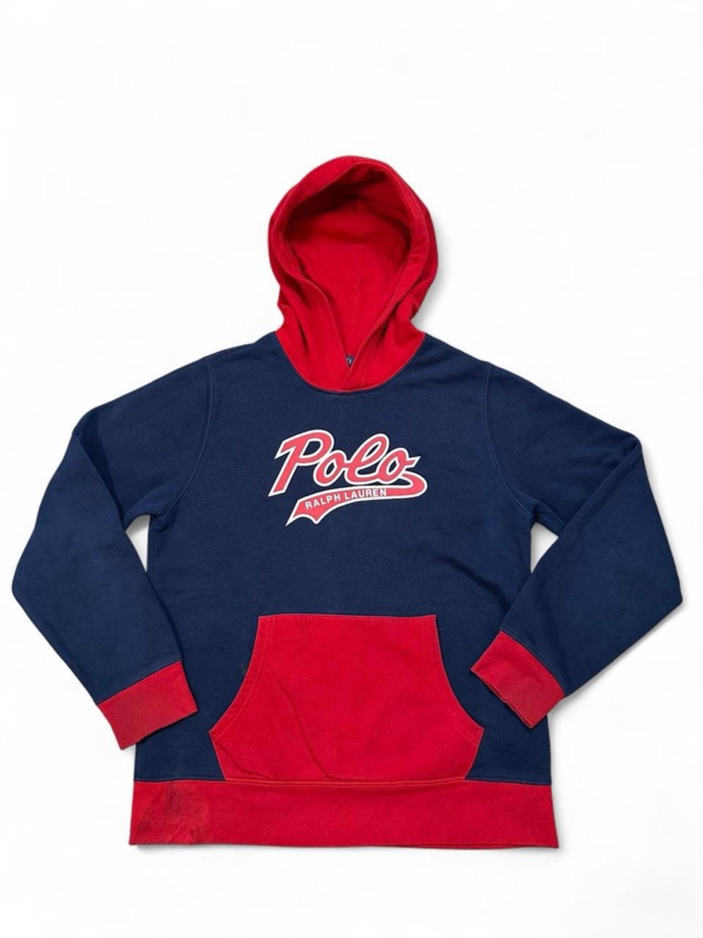 Polo Ralph Lauren Kids Navy Red Logo Hoodie Sweatshirt Size Large 14-16